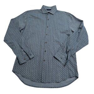 James Campbell Button Front Shirt in Blue Print